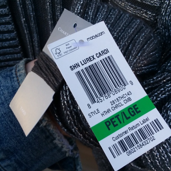 Charter Club Petite Large Gray Sweater Metallic - Picture 5 of 8